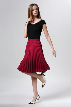 Autumn Women  Elastic High Waist Pleated Skirt - friipe