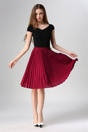 Autumn Women  Elastic High Waist Pleated Skirt - friipe