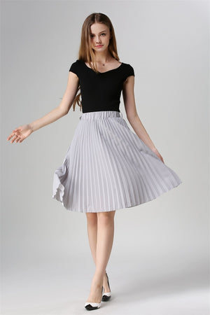 Autumn Women  Elastic High Waist Pleated Skirt - friipe