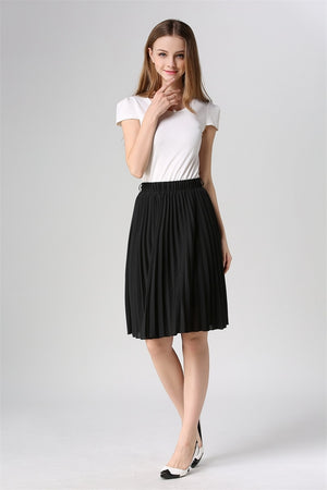 Autumn Women  Elastic High Waist Pleated Skirt - friipe