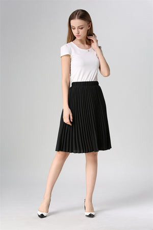 Autumn Women  Elastic High Waist Pleated Skirt - friipe