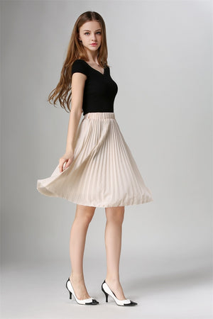 Autumn Women  Elastic High Waist Pleated Skirt - friipe