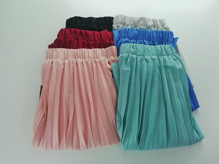 Autumn Women  Elastic High Waist Pleated Skirt - friipe