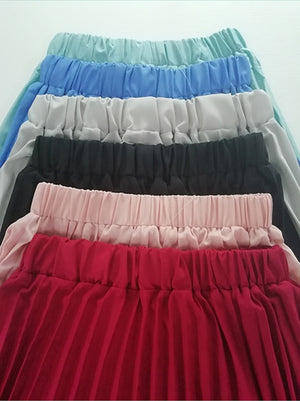 Autumn Women  Elastic High Waist Pleated Skirt - friipe