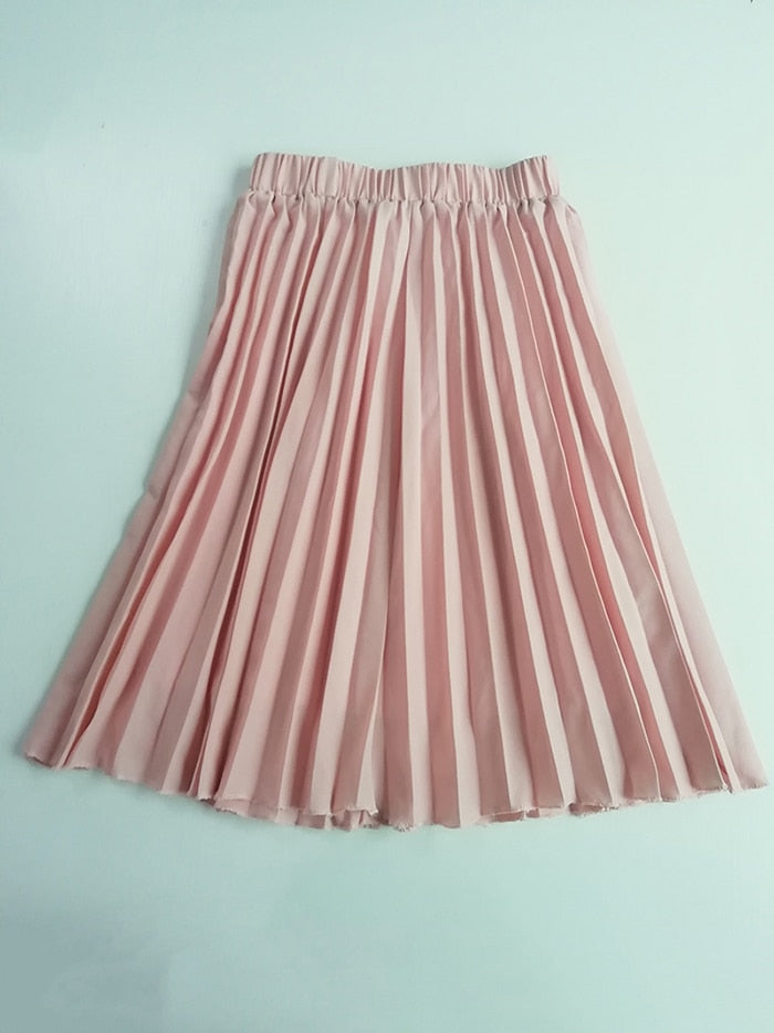 Autumn Women  Elastic High Waist Pleated Skirt - friipe