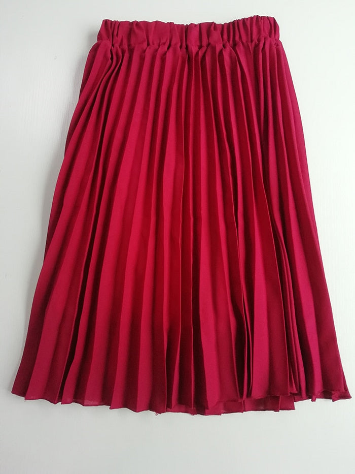 Autumn Women  Elastic High Waist Pleated Skirt - friipe