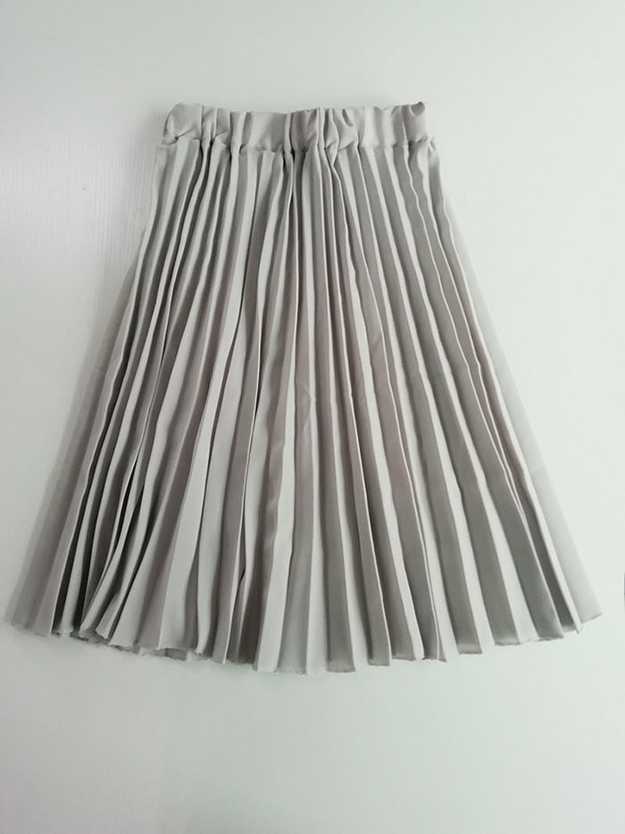 Autumn Women  Elastic High Waist Pleated Skirt - friipe