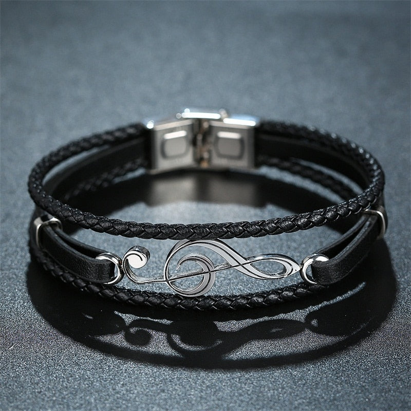 Unique Punk Style Stainless Steel Musical Notes Bracelets - friipe