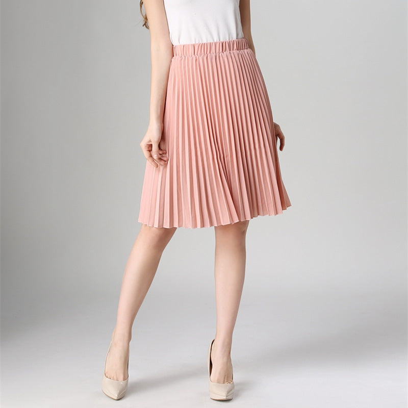 High waisted coral outlet pleated skirt