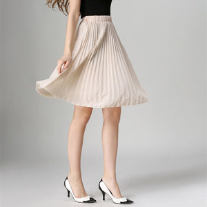 Autumn Women  Elastic High Waist Pleated Skirt - friipe