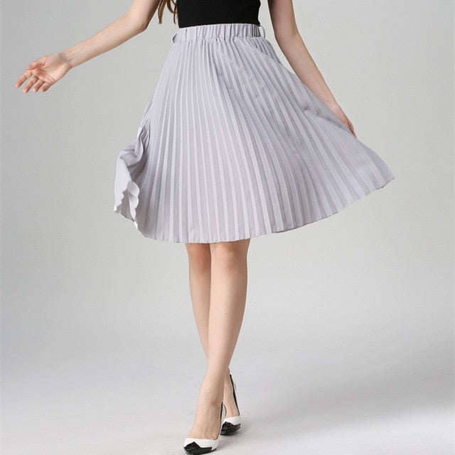 Autumn Women  Elastic High Waist Pleated Skirt - friipe